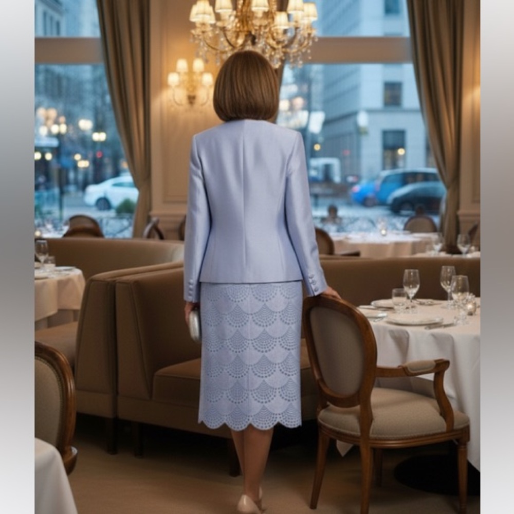 Talbots Petites Periwinkle Silk Suit - Picture 2 of 12